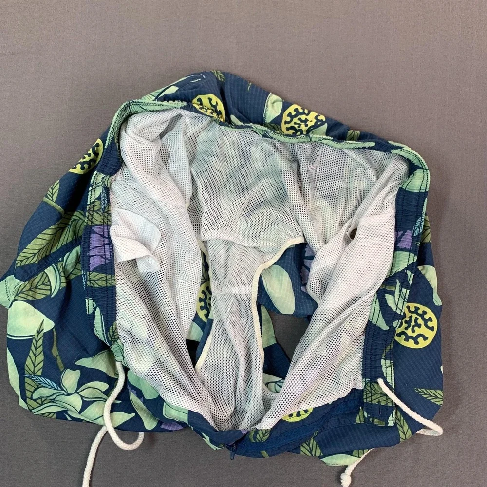 Tommy Bahama Swim Trunks Mens 2XL Blue Hawaiian Floral Mesh Lined Drawstring 42